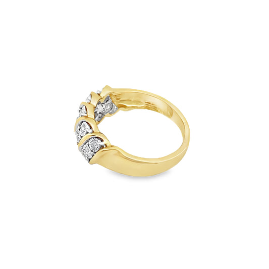 0.25Ct 10K Yellow Gold Diamond Fashion Ring Size 7 2.0Dwt
