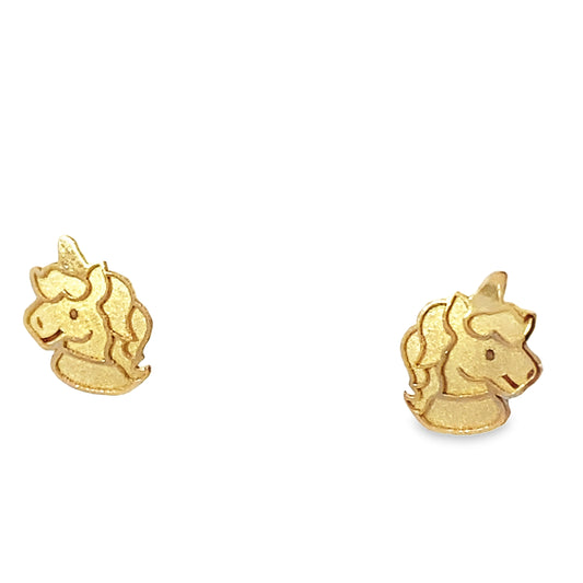 14K Yellow Gold Unicorn Stud Earring
