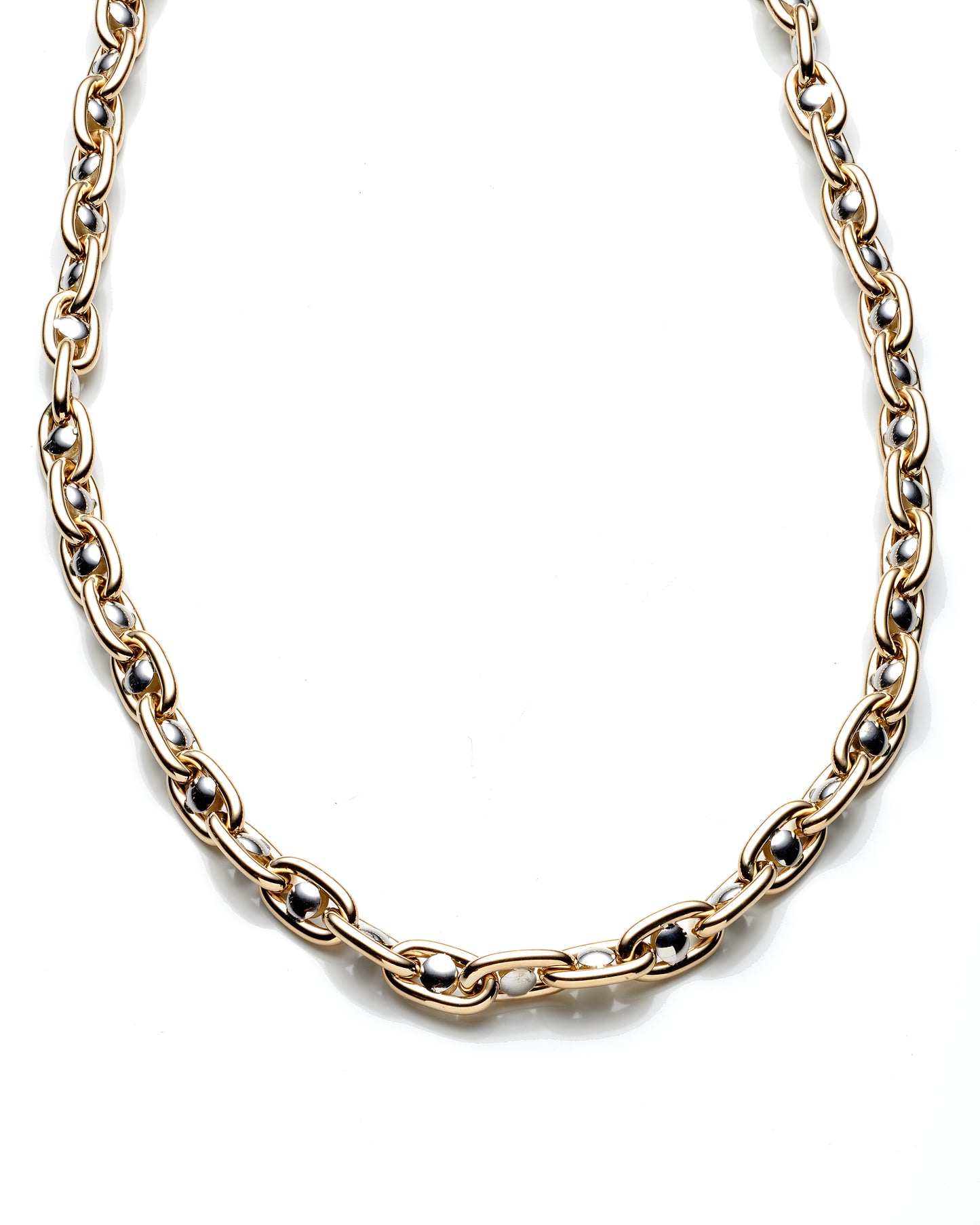 14K Two Tone Ladies Fancy Necklace 7.5Mm 18 In 15.2Dwt