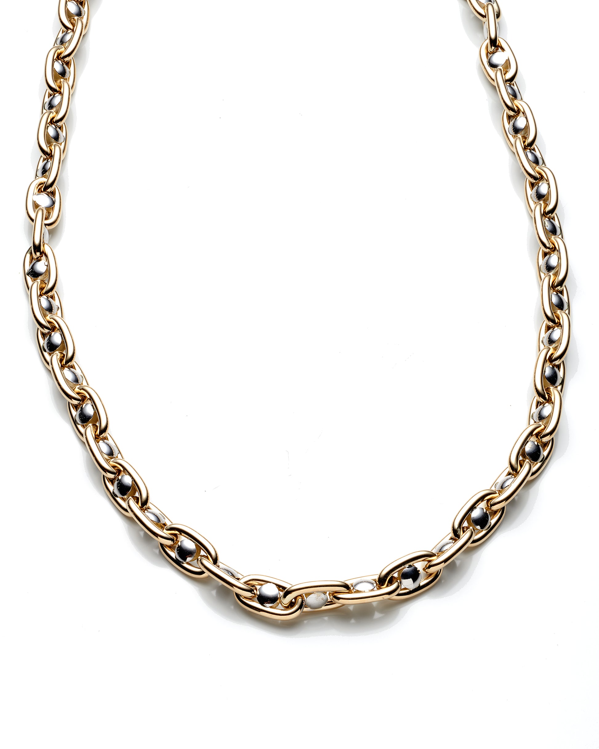 14K Two Tone Ladies Fancy Necklace 7.5Mm 18 In 15.2Dwt