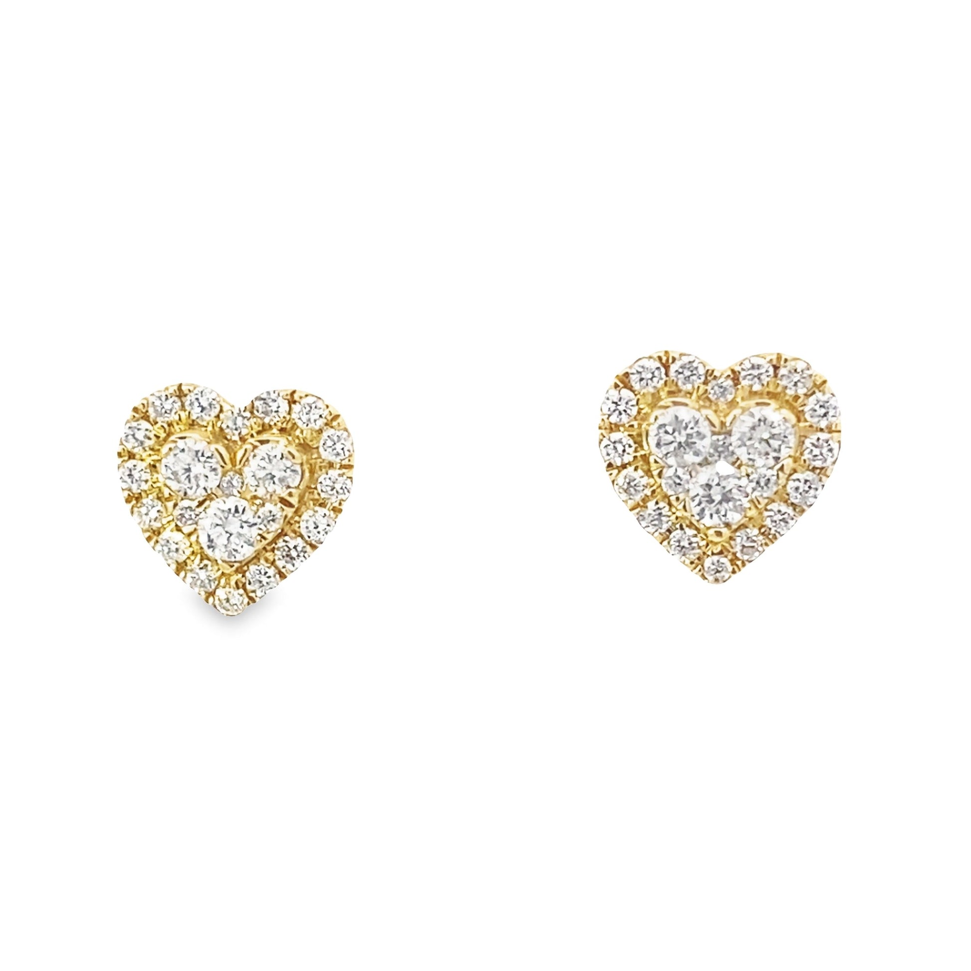 0.50Ctw 14K Yellow Gold Diamond Heart Stud Earrings