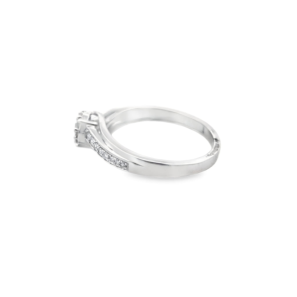 0.25Ctw 10K White Gold Diamond Engagement Ring Size 7 1.2Dwt