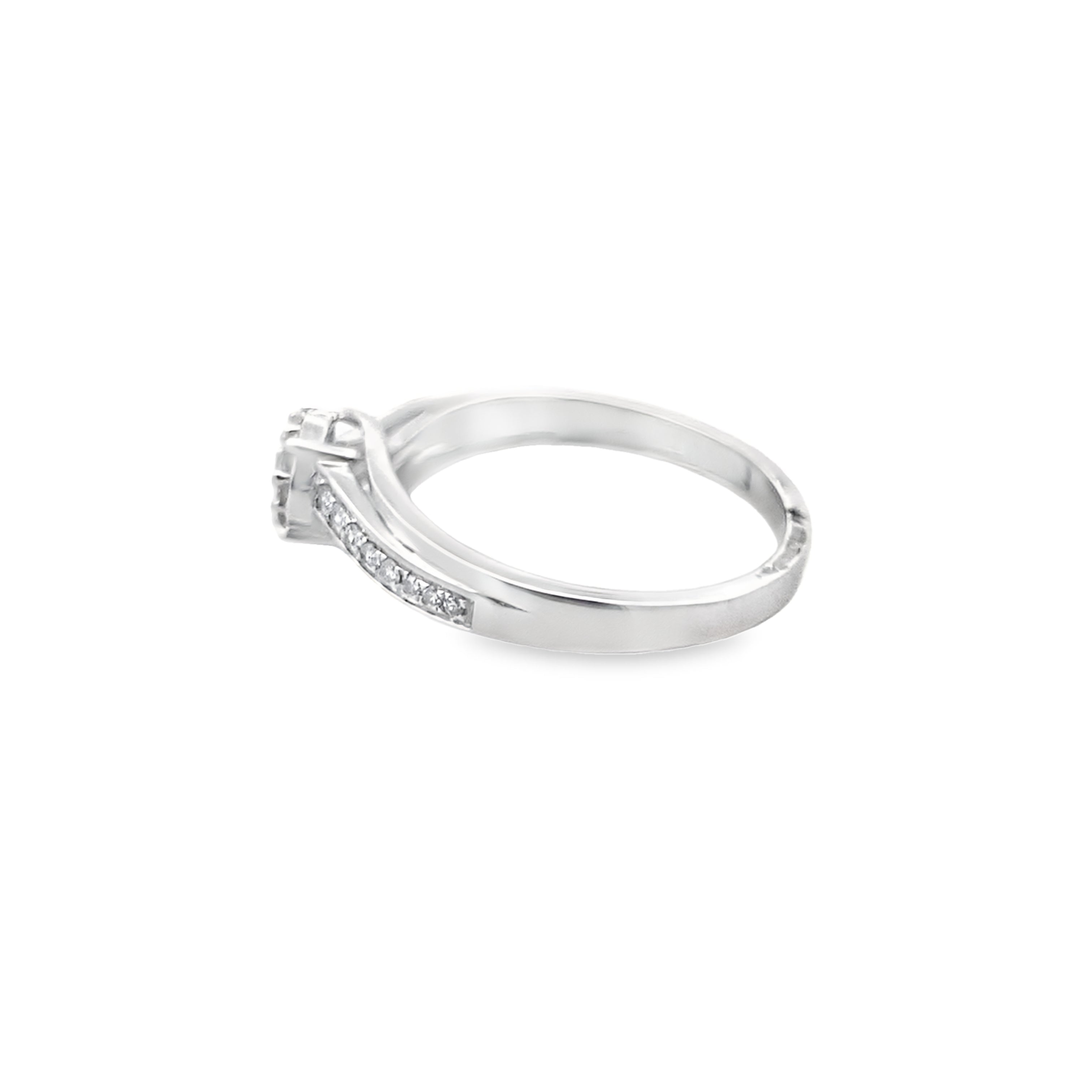 0.25Ctw 10K White Gold Diamond Engagement Ring Size 7 1.2Dwt