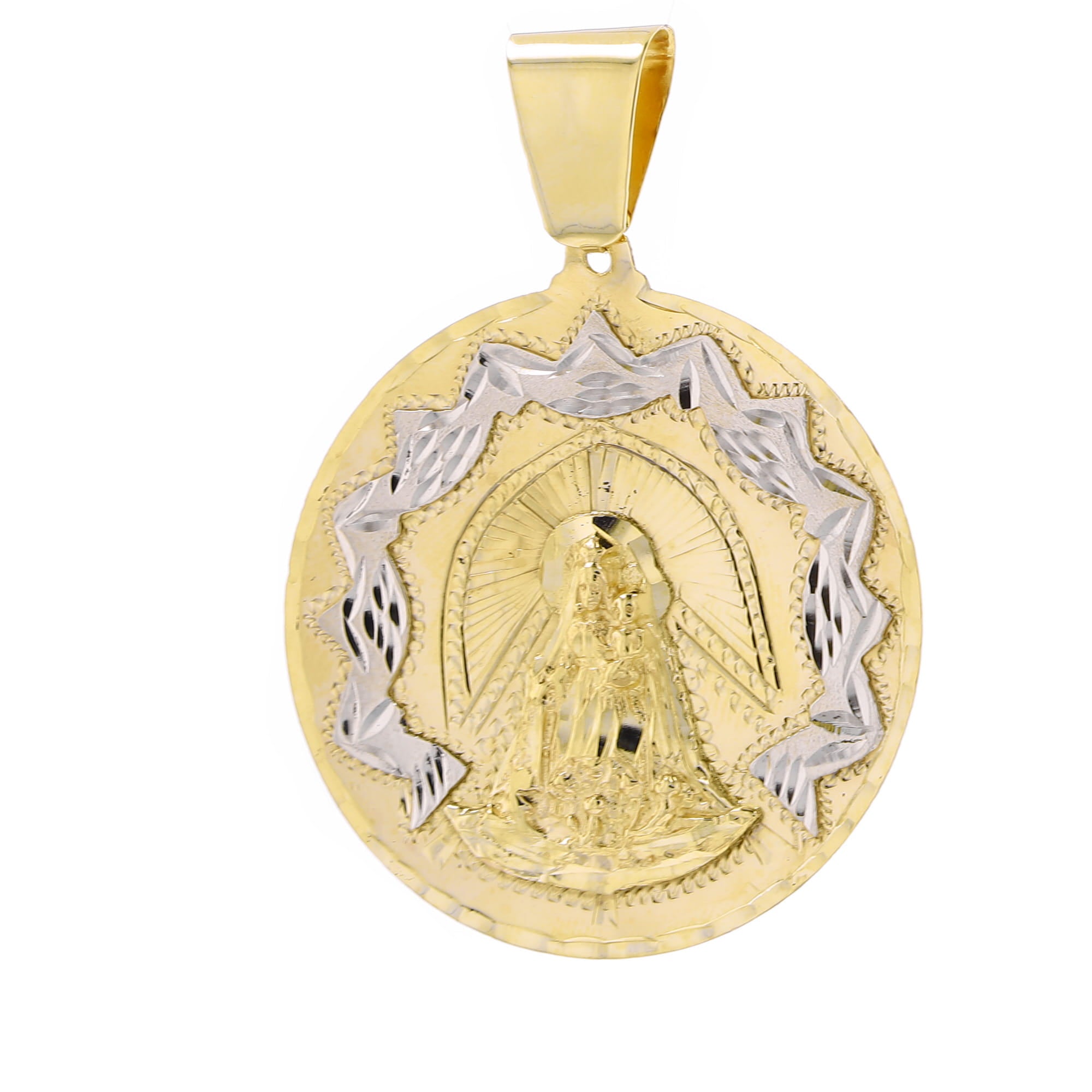10K Two Tone Gold Caridad Del Cobre Pendant 9.0Dwt