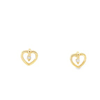 14K Yellow Gold Baby Diamond Heart Stud Earring