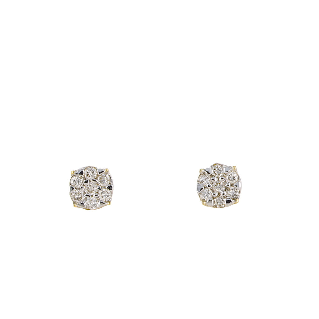 0.25 Ctw 10K Yellow Gold Diamond Cluster Stud Earrings