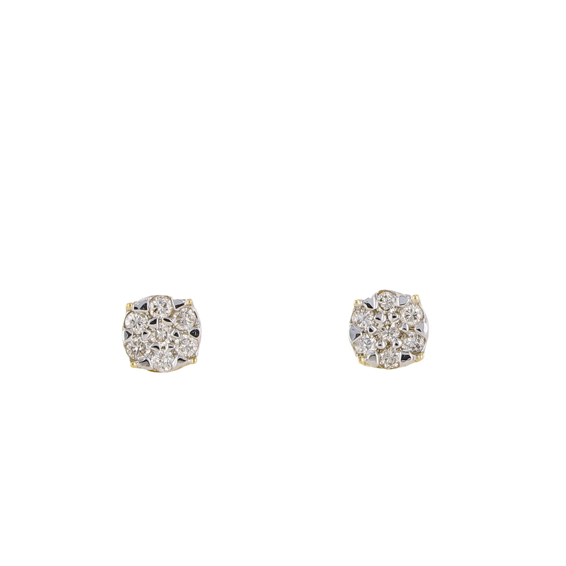 0.25 Ctw 10K Yellow Gold Diamond Cluster Stud Earrings