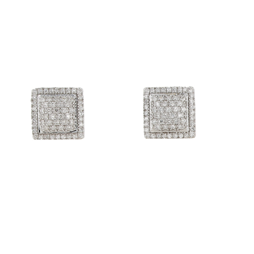 0.33Ctw 10K Yellow Gold Square Diamond Stud Earrings