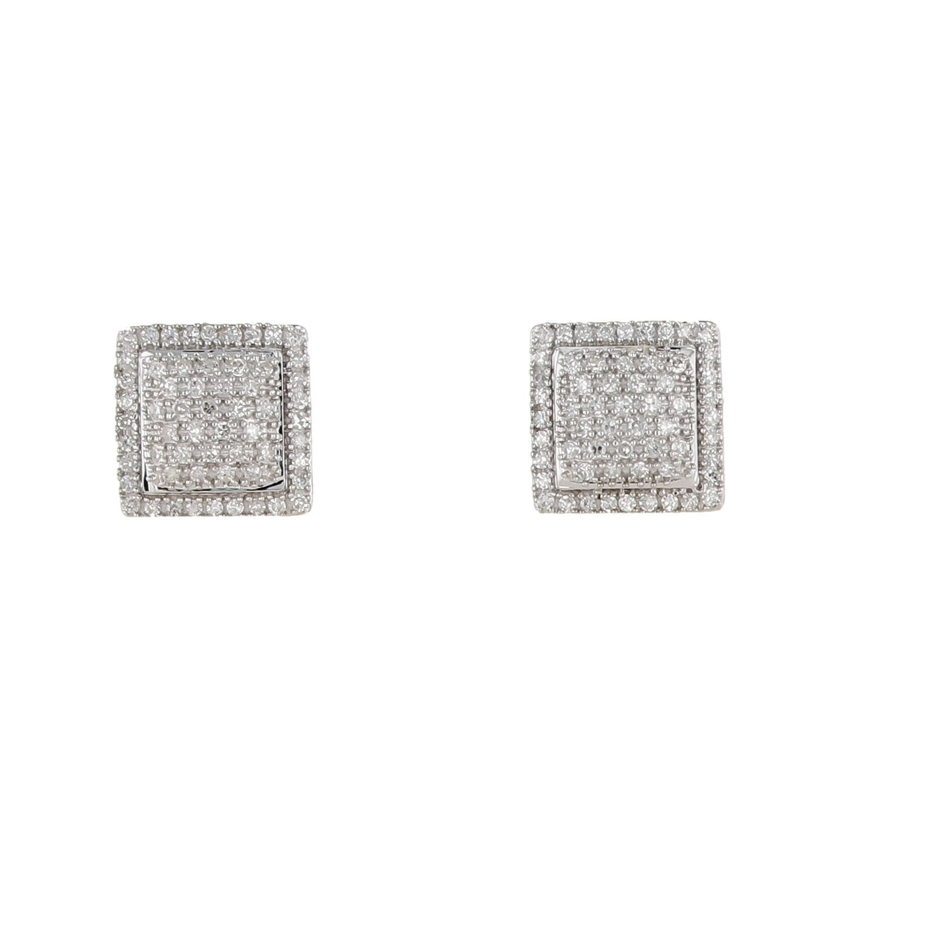 0.33Ctw 10K Yellow Gold Square Diamond Stud Earrings