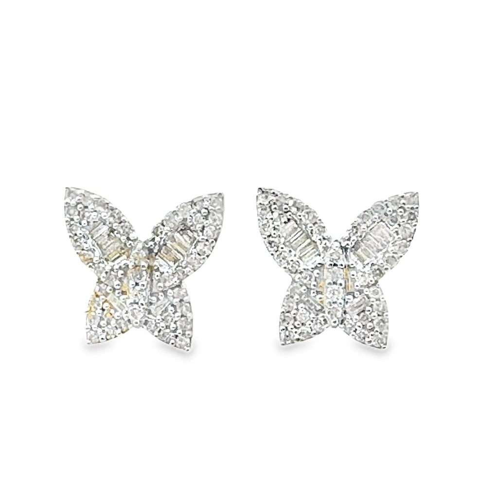 0.50Ct 14K White Gold Diamond Butterfly Stud Earrings