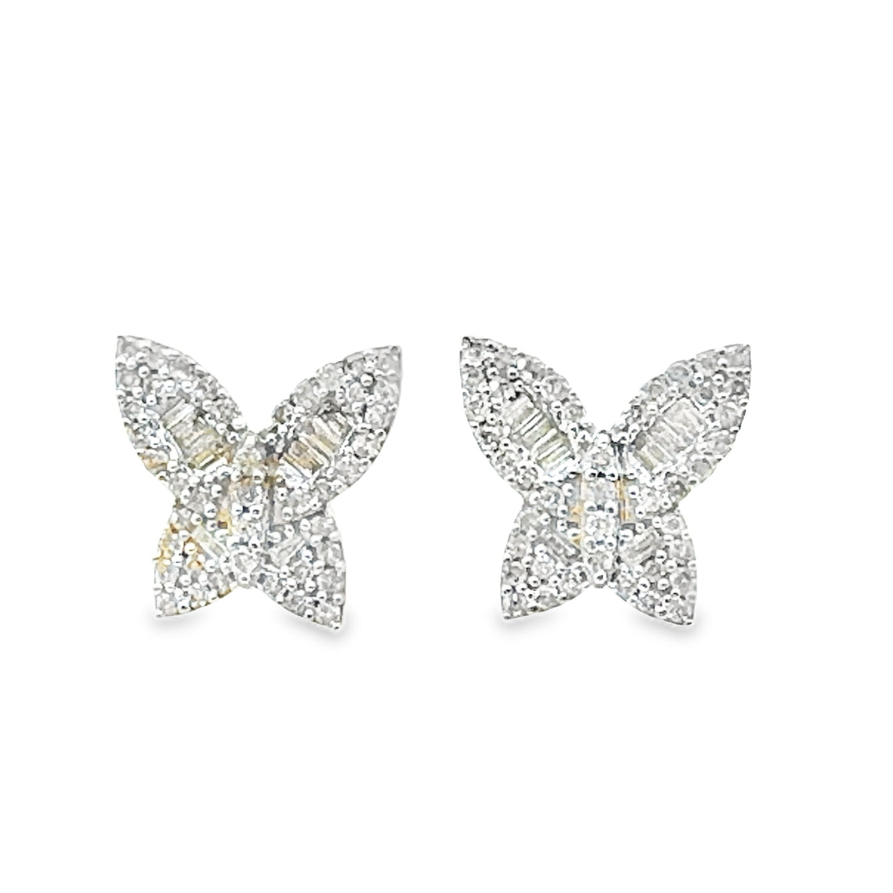 0.50Ct 14K White Gold Diamond Butterfly Stud Earrings
