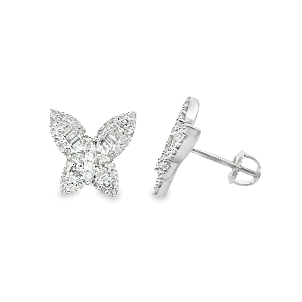 0.50Ct 14K White Gold Diamond Butterfly Stud Earrings