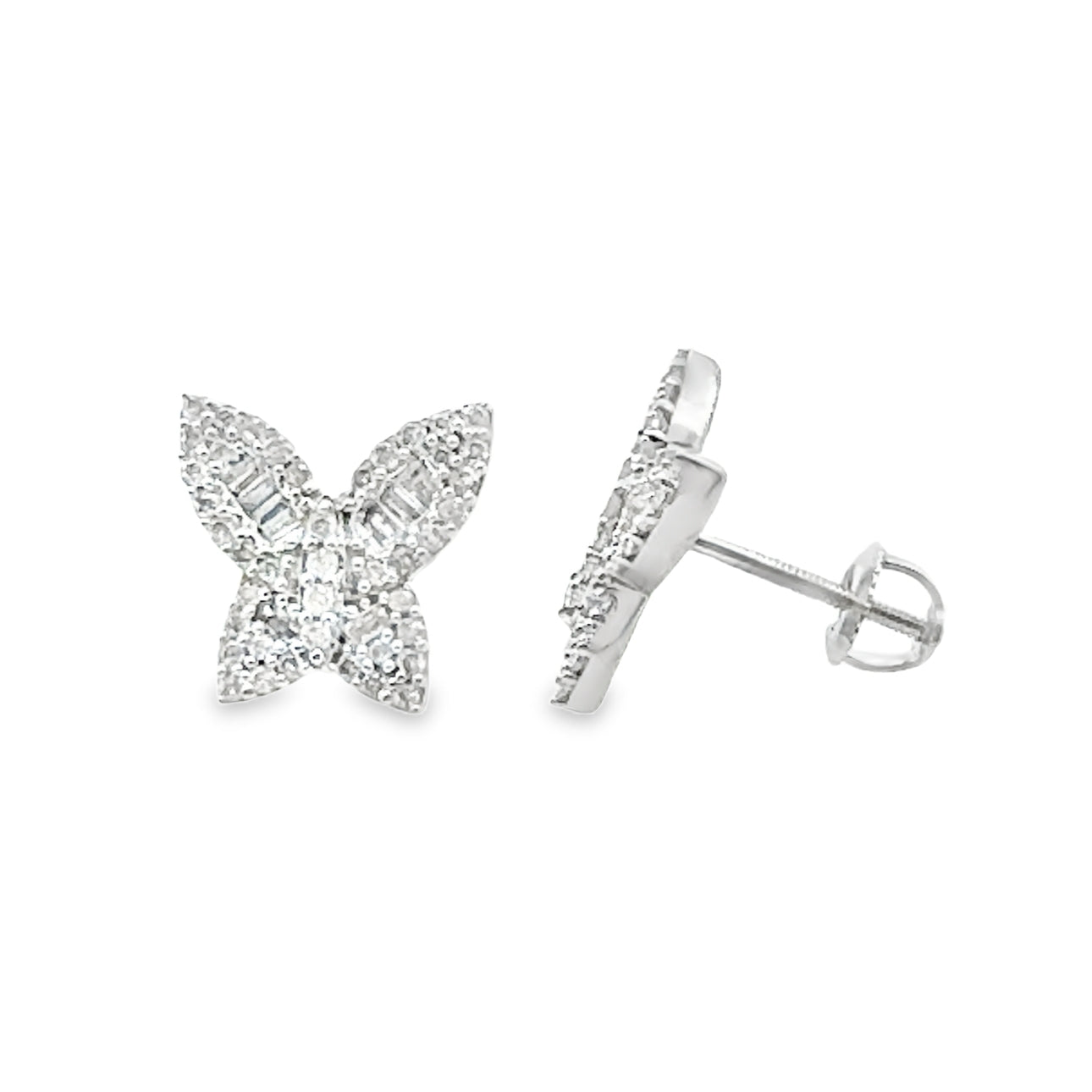0.50Ct 14K White Gold Diamond Butterfly Stud Earrings