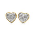 0.20Ctw 10K Yellow Gold Diamond Heart Stud Earrings
