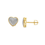 0.20Ctw 10K Yellow Gold Diamond Heart Stud Earrings