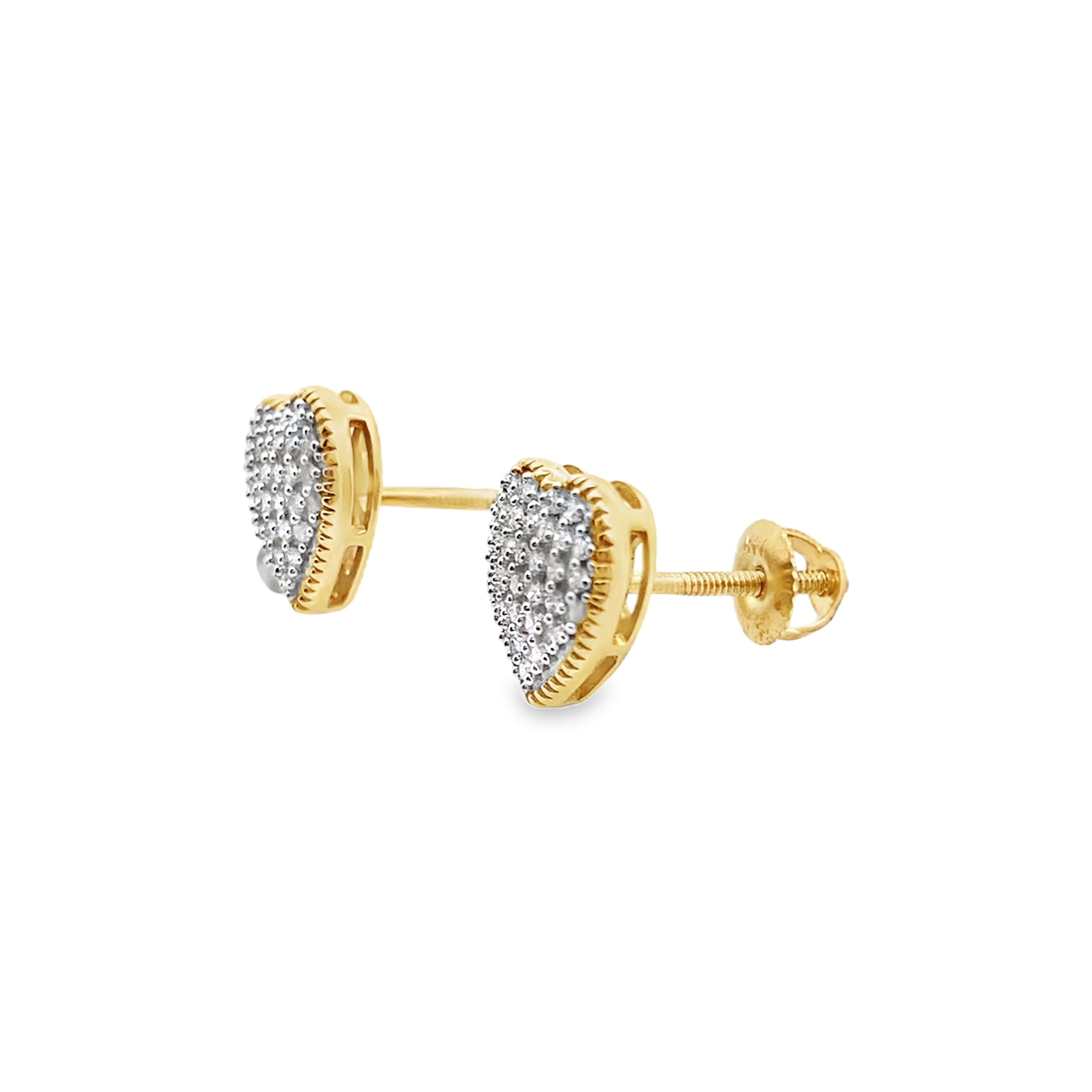 0.20Ctw 10K Yellow Gold Diamond Heart Stud Earrings