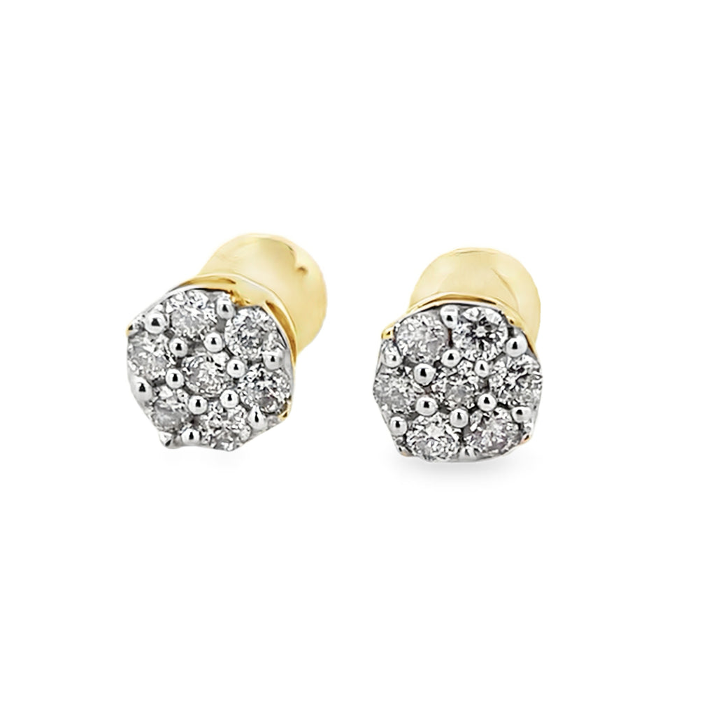 0.25 Ctw 10K Yellow Gold Diamond Cluster Stud Earrings