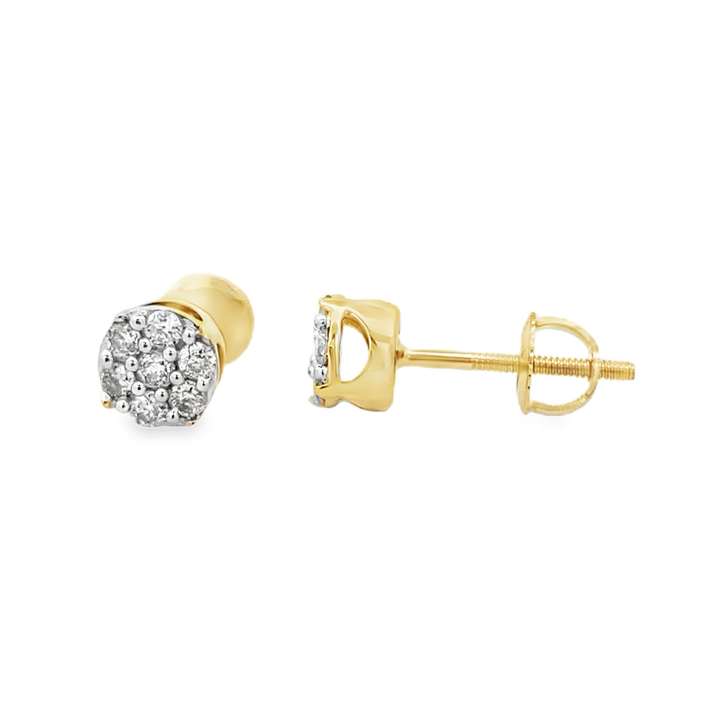 0.25 Ctw 10K Yellow Gold Diamond Cluster Stud Earrings