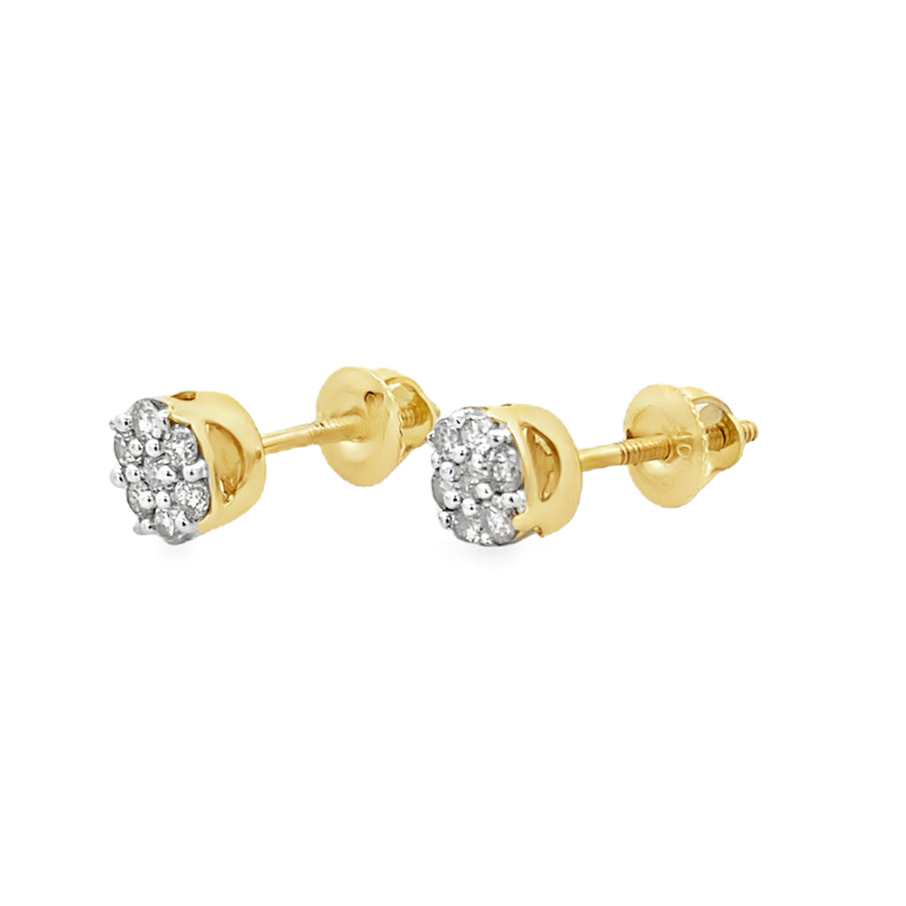 0.25 Ctw 10K Yellow Gold Diamond Cluster Stud Earrings