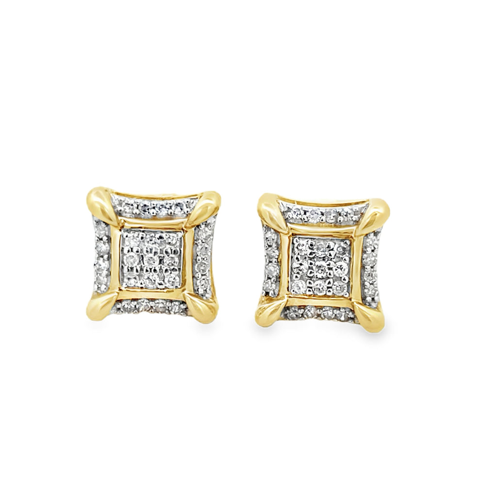 0.25Ctw 10K Yellow Gold Square Diamond Stud Earrings