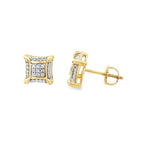 0.25Ctw 10K Yellow Gold Square Diamond Stud Earrings