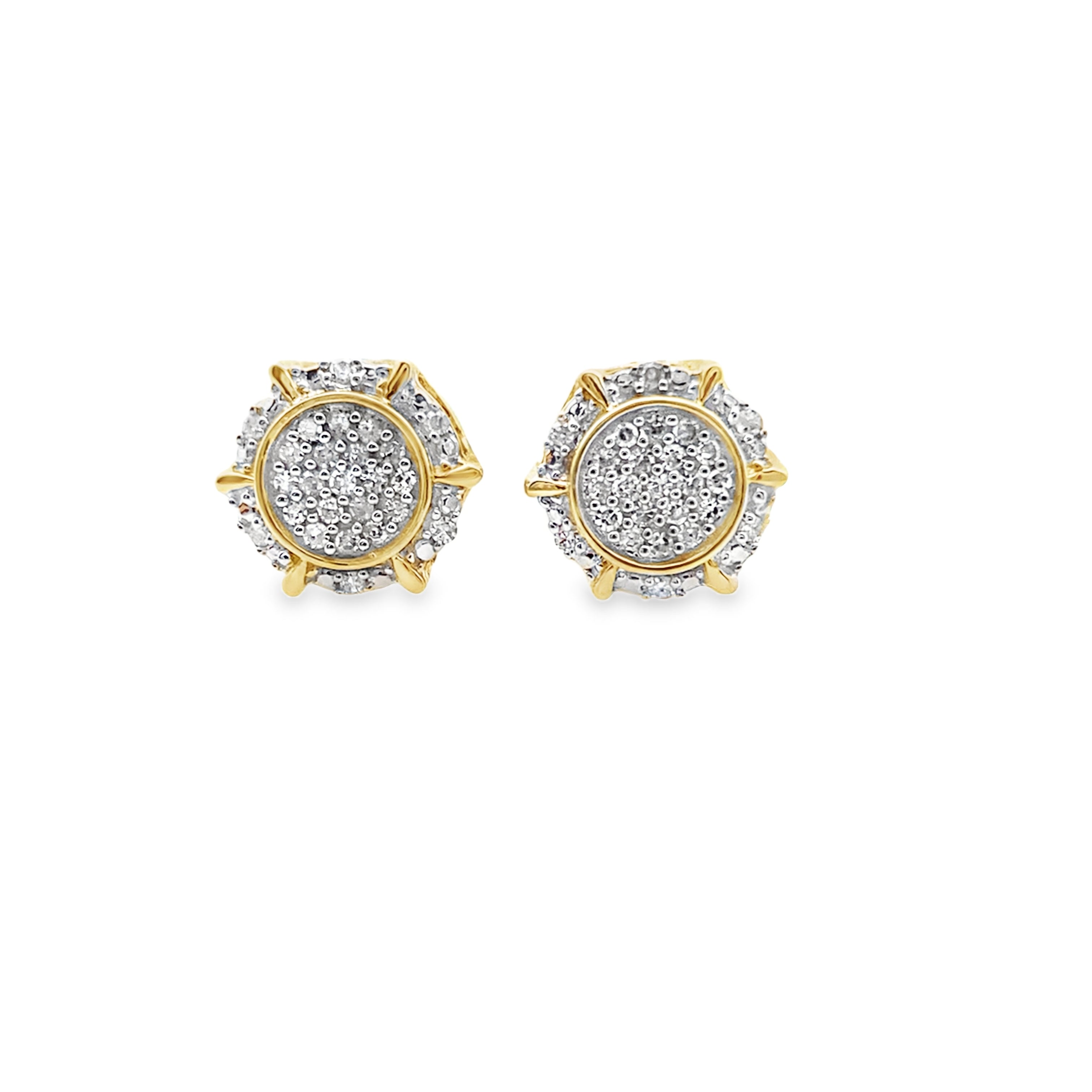0.15Ctw 10K Yellow Gold Diamond Crown Stud Earrings
