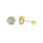 0.15Ctw 10K Yellow Gold Diamond Crown Stud Earrings