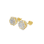0.15Ctw 10K Yellow Gold Diamond Crown Stud Earrings