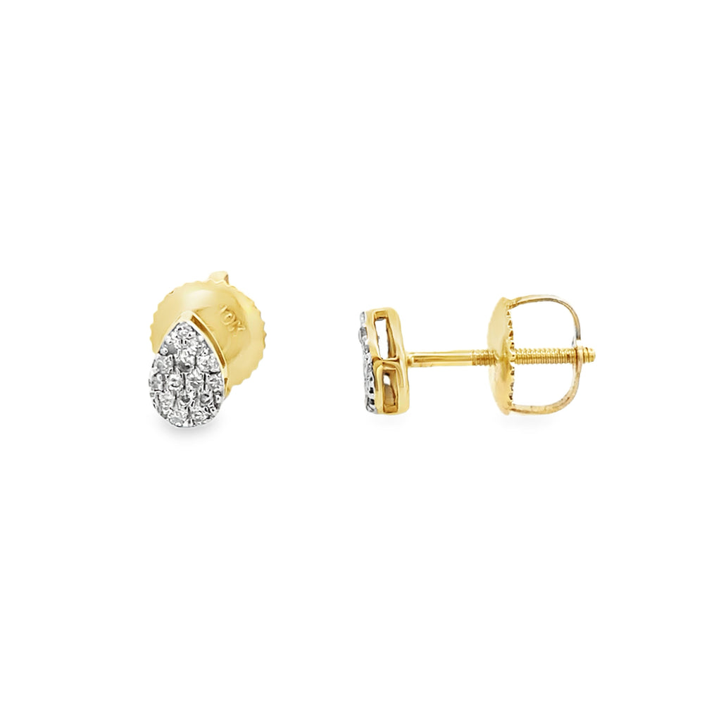 0.10Ctw 10K Yellow Gold Pear Diamond Stud Earring