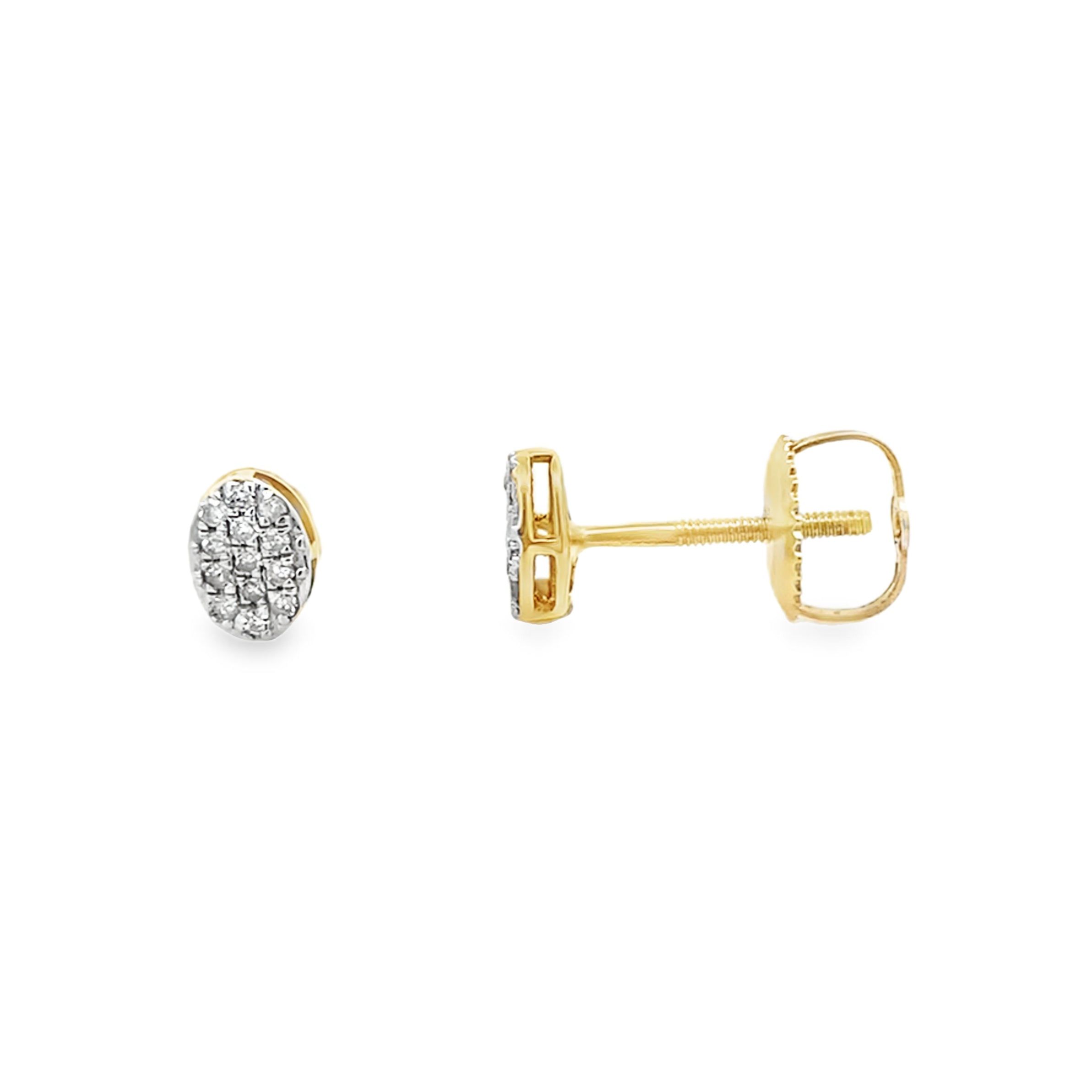 0.10Ctw 10K Yellow Gold Oval Diamond Stud Earring
