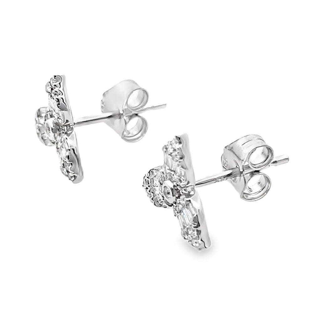 0.30Ct 18K White Gold Rd/Bgt Diamond Earring 1.0Dwt