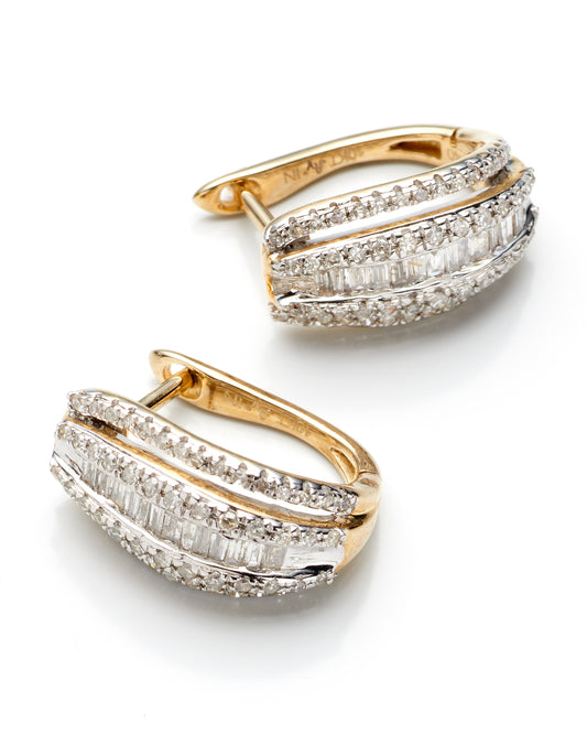 0.50Ctw 10K Yellow Gold Diamond Huggie Earrings