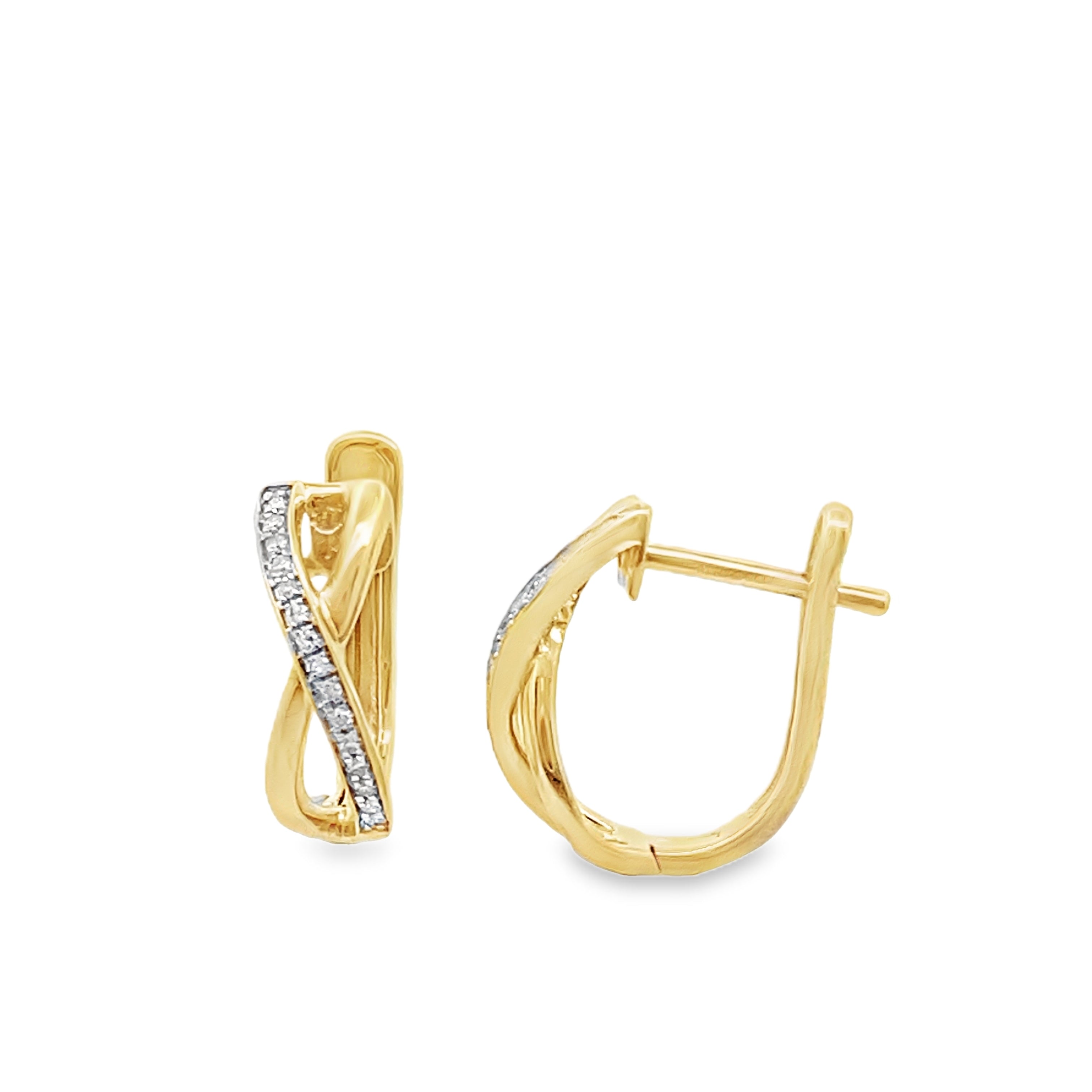 0.07Ctw 14K Yellow Gold Diamond Infinity Hoop Earrings