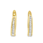 0.22Ctw 10K Yellow Gold Diamond Baguette Hoop Earrings