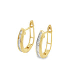 0.22Ctw 10K Yellow Gold Diamond Baguette Hoop Earrings
