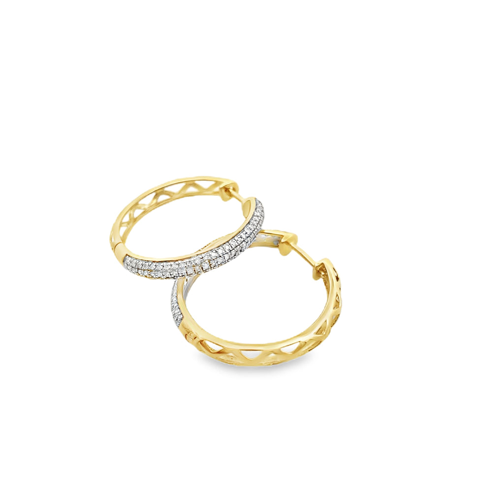 0.50Ctw 10K Yellow Gold Diamond Hoop Earrings 2.0Dwt