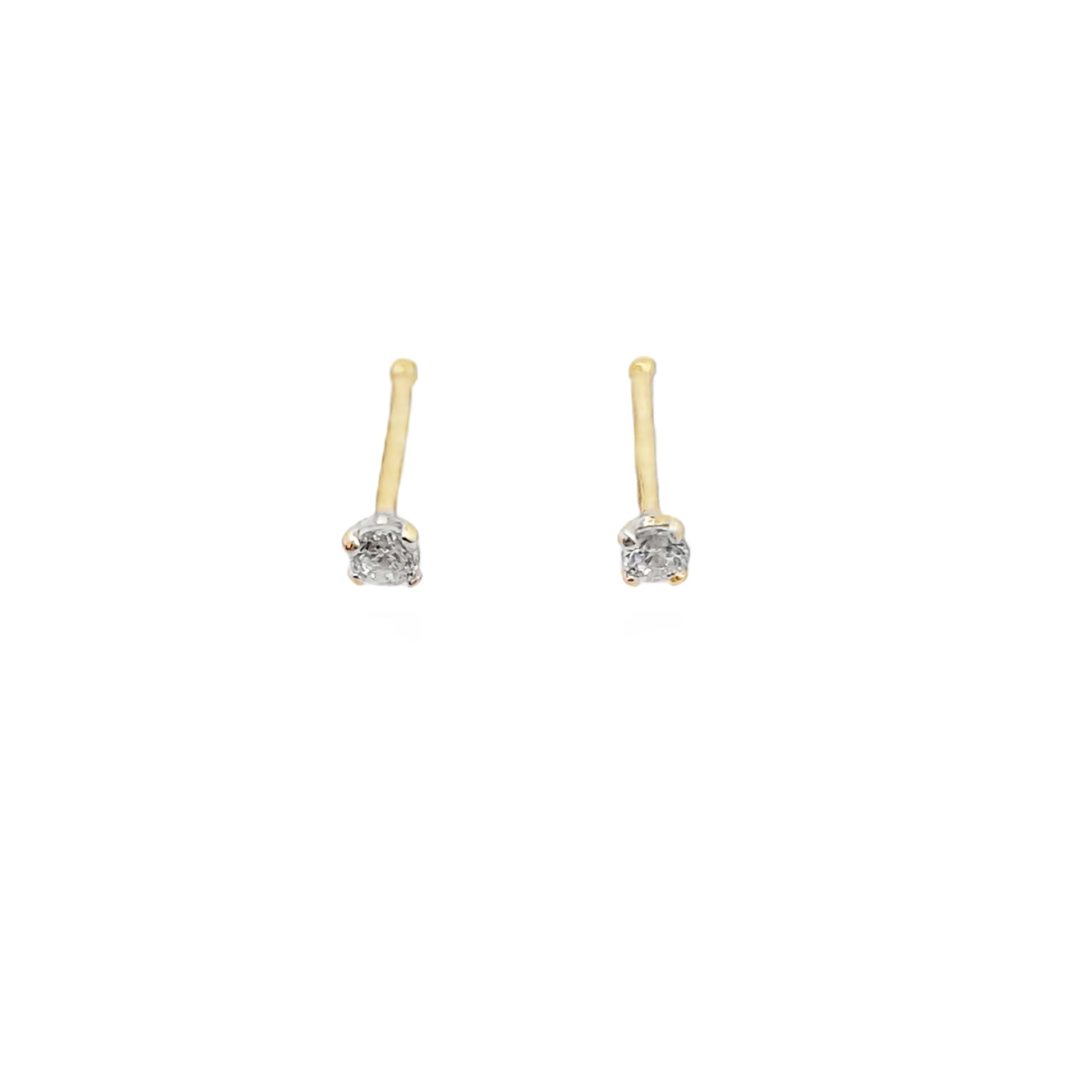 14K Yellow Gold Cz Stud Nose Ring