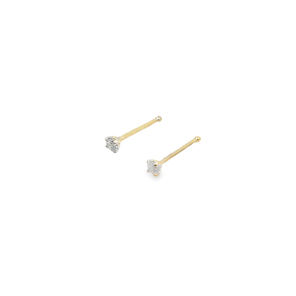 14K Yellow Gold Cz Stud Nose Ring
