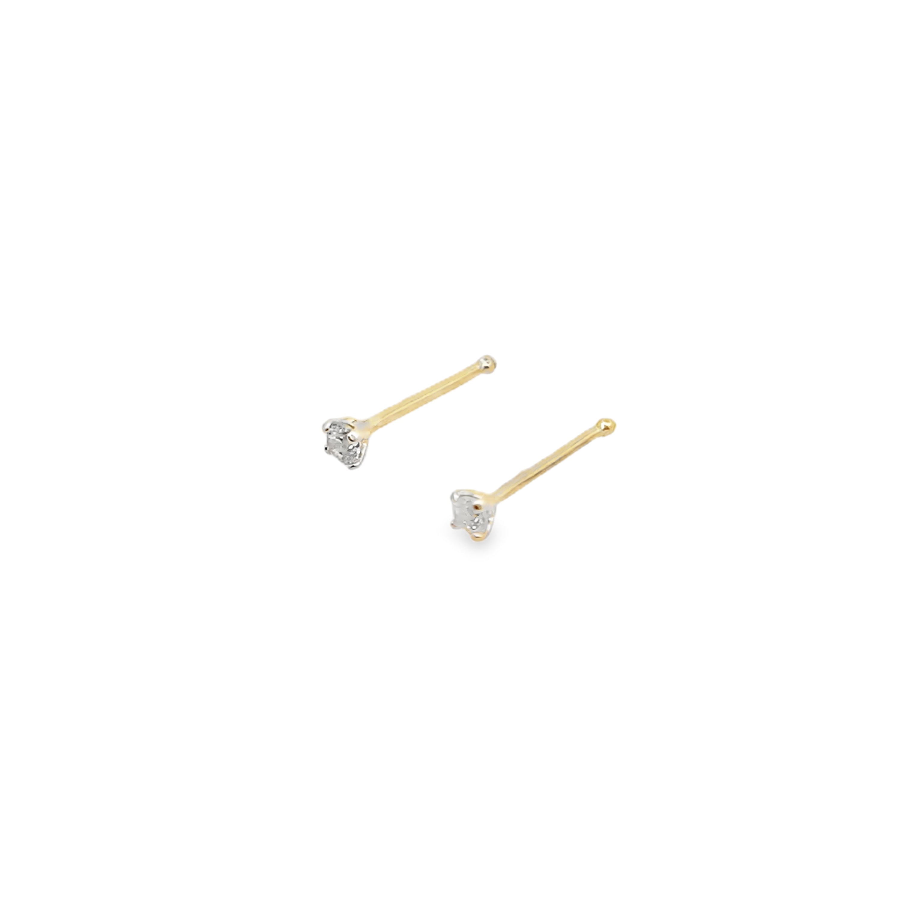 14K Yellow Gold Cz Stud Nose Ring