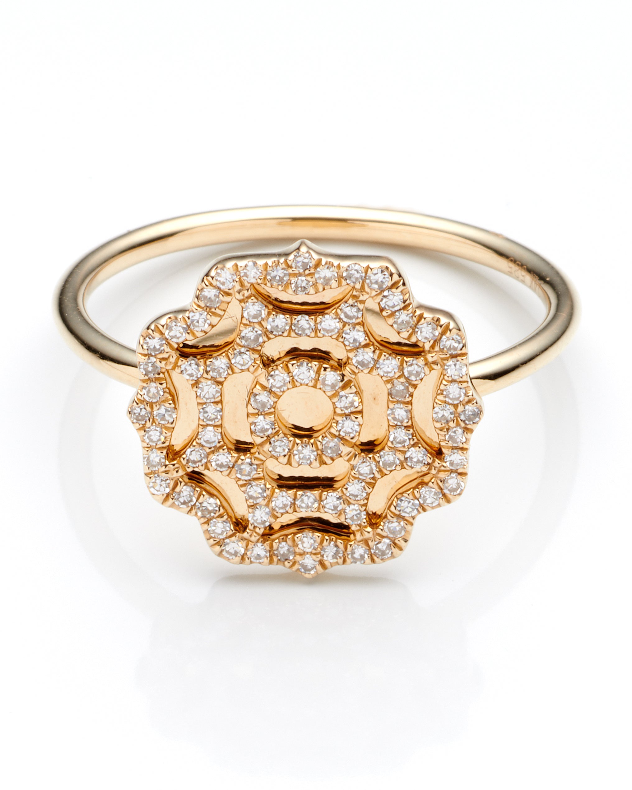 0.25Ctw Diamond 14K Yellow Gold Flower Ring Size 7 1.7Dwt