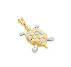 14K Two Tone Gold Turtle Style Pendant 3.2Dwt