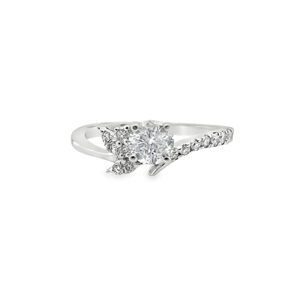 0.75Ct 14K White Gold Diamond Fashion Ring Size 7 1.8Dwt
