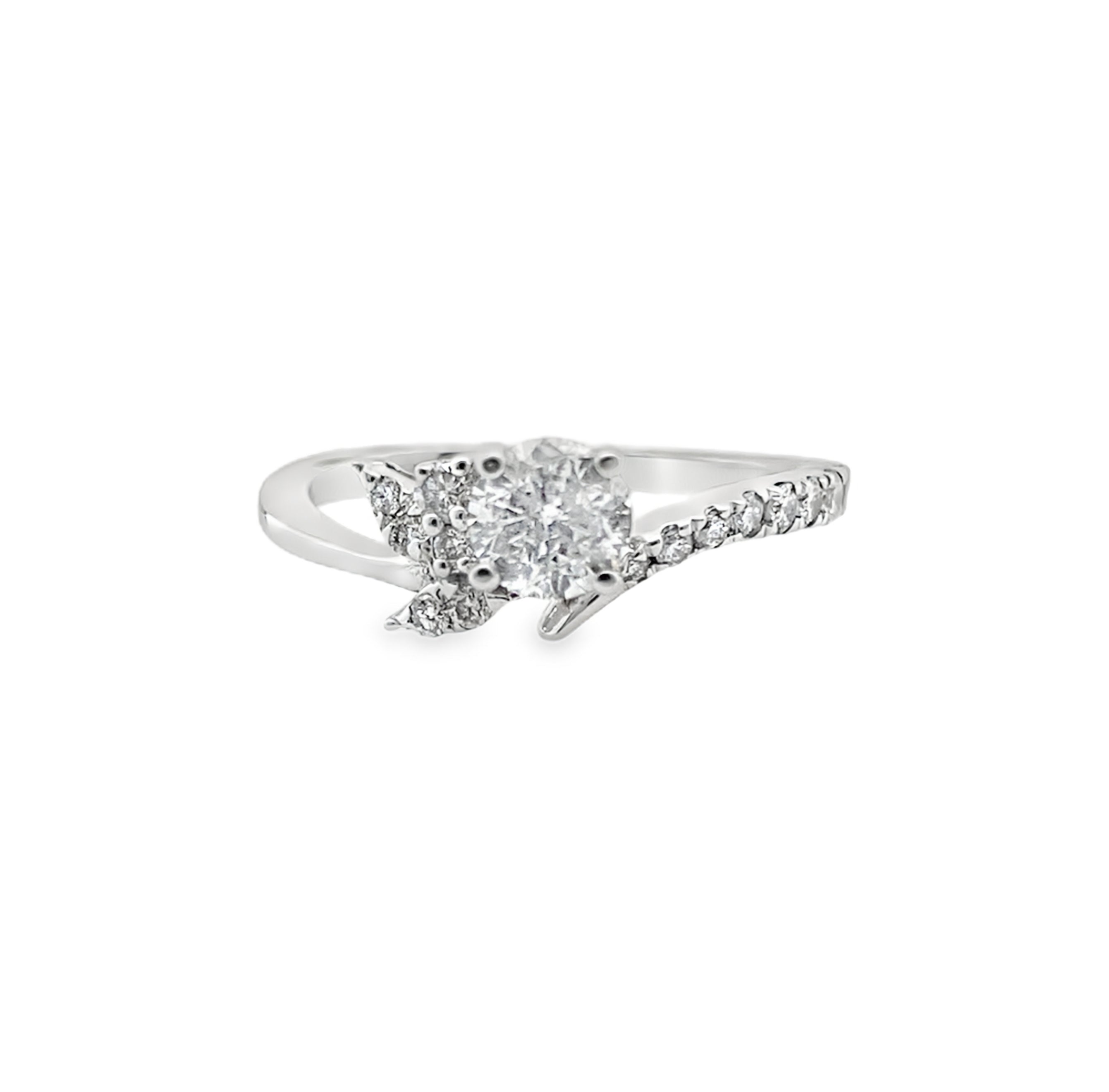 0.75Ct 14K White Gold Diamond Fashion Ring Size 7 1.8Dwt