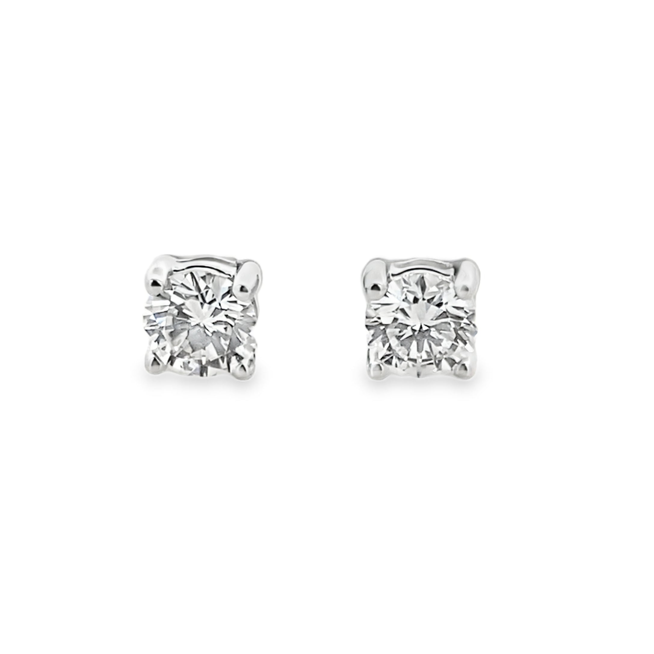 0.50Ctw 14K White Gold Lab Grown Round Diamond Solitaire Stud Earrings