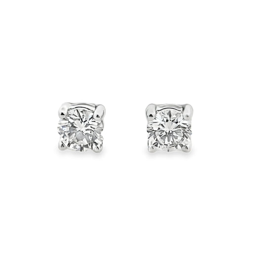 0.50Ctw 14K White Gold Lab Grown Round Diamond Solitaire Stud Earrings