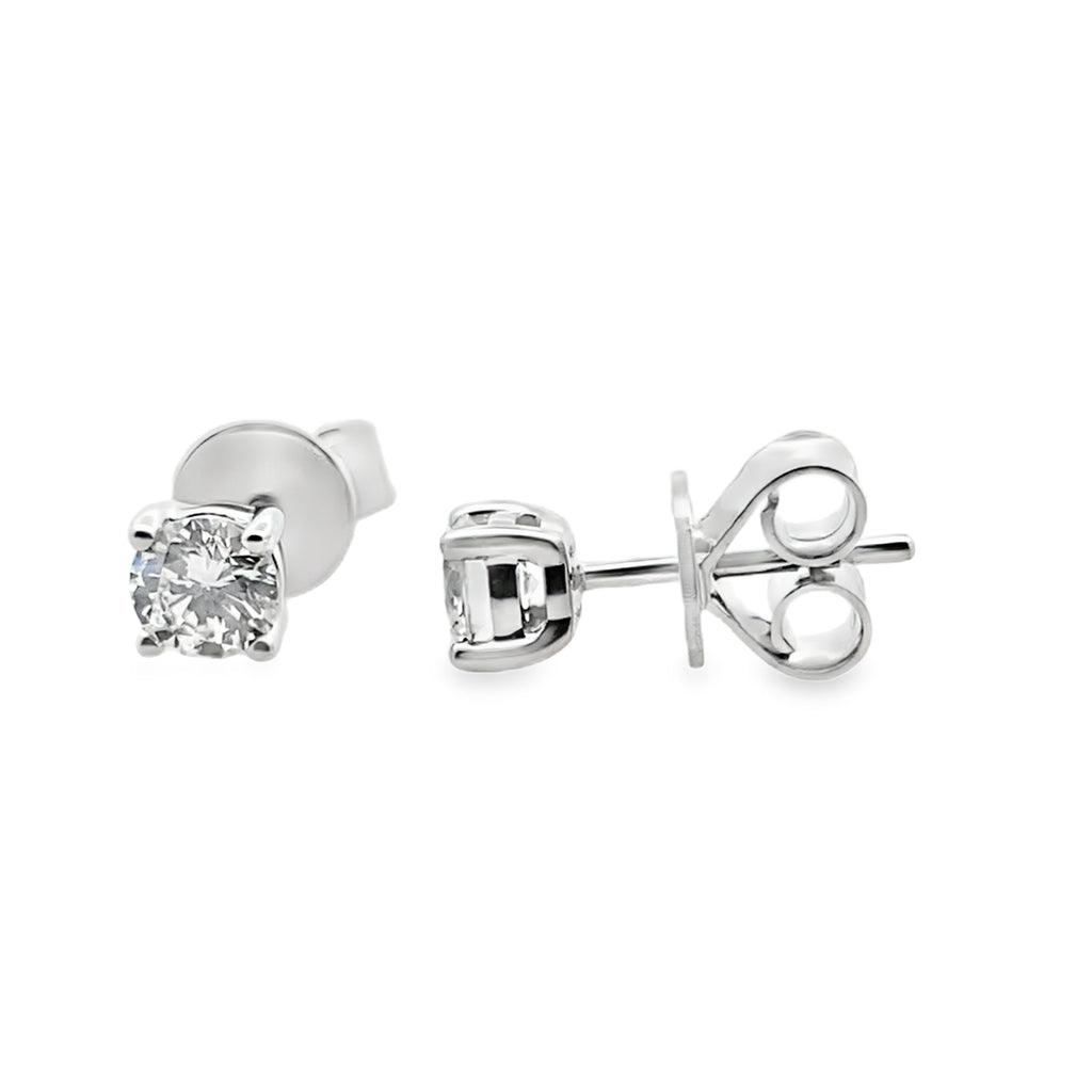 0.50Ctw 14K White Gold Lab Grown Round Diamond Solitaire Stud Earrings