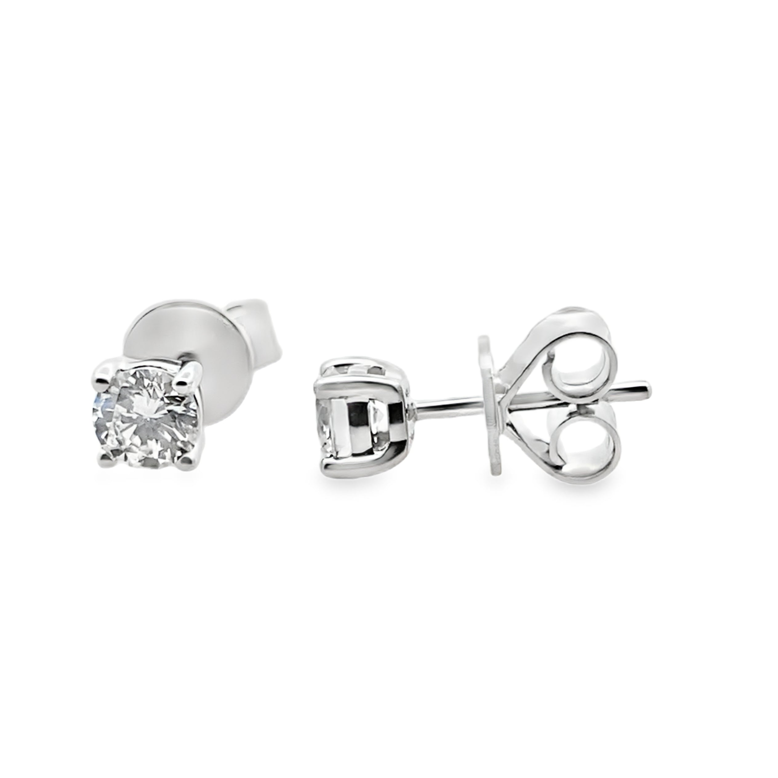 0.50Ctw 14K White Gold Lab Grown Round Diamond Solitaire Stud Earrings
