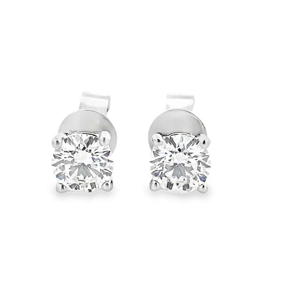 1.00Ct 14K White Gold Lab Grown Stud Earrings 1.1 Dwt