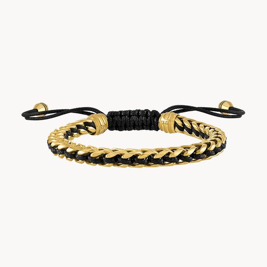 Bulova Classic Bracelet Stainless Steel Gold Tone With Black Cord
