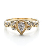 1/8Ctw 10K Yellow Gold Diamond Pear Shaped Promise Ring Size 7 2.1Dwt